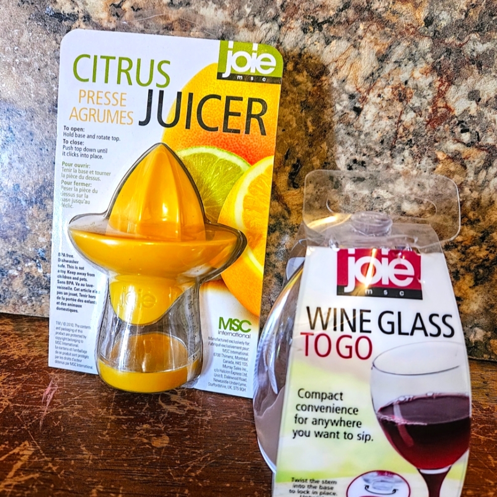 JOIE CITRUS JUICER  & WINE GLASS 2 Go! New!